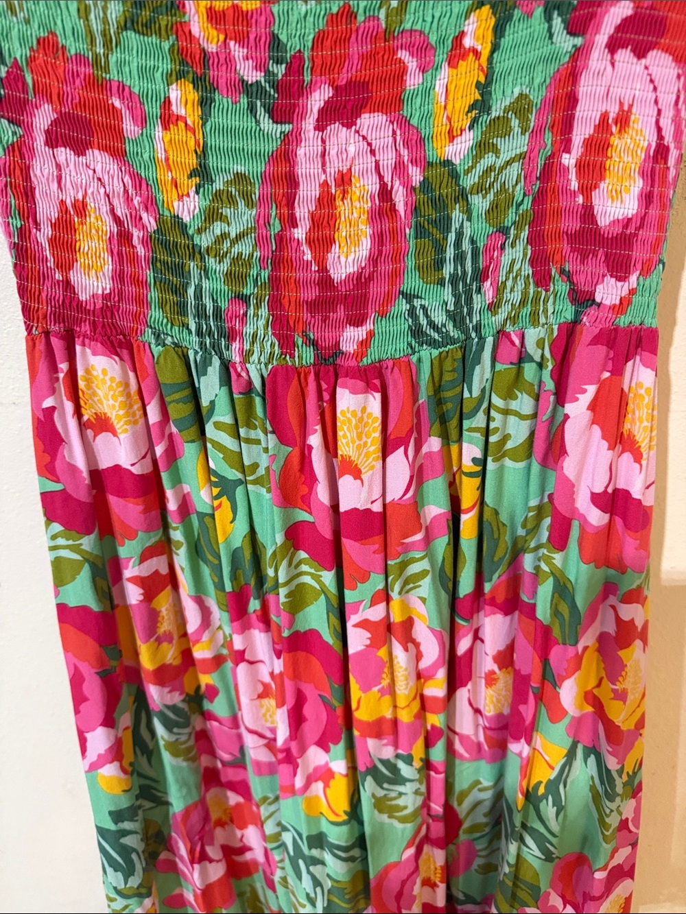 Abel The Label Anthropologie Mimosa Floral Smocked Strapless Tiered Maxi Dress - Picture 4 of 8